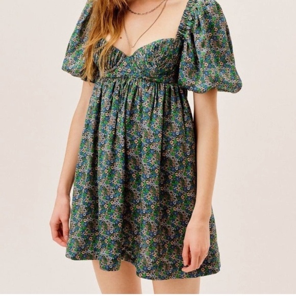 NWTs For Love and Lemons Alisa Mini Dress in Green - Picture 1 of 11